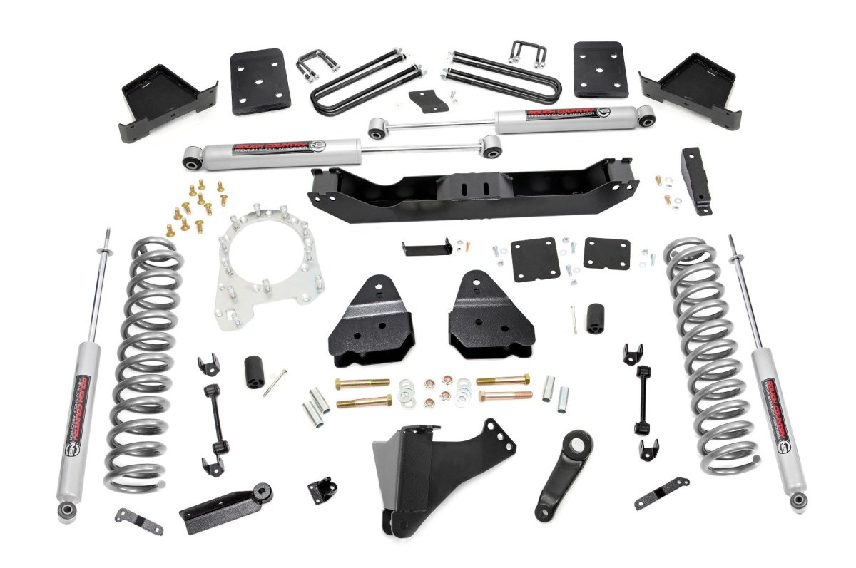 Ford F-250 Super Duty Suspension Lift Kit - Rough Country - 6 Inch, Radius Arm, N3/V2 Monotube/Vertex Adjustable Reservoir shocks - '17-'22